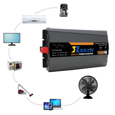 Inversor de potência de alta frequência de 1000W com ecrã LCD DC 12V 24V AC 110V 220V 230V