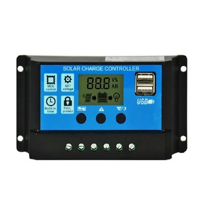 Controlador automático de painel solar PWM 12v 24v 10a 20a 30Amp Com ecrã LCD Dual USB