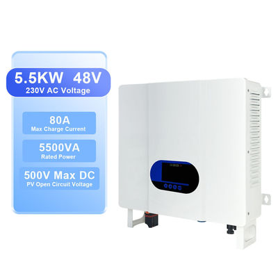 5.5kw 5.5kva carregador de inversor híbrido solar 24V 48V DC a 220V AC Pure Sine Wave