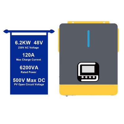 6200w 48vdc On/Off Grid Hybrid Solar Pure Sine Wave Inverter com bateria de chumbo