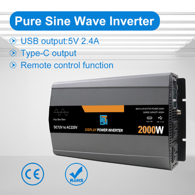 Bom preço. Inversor de potência de onda sinusoidal pura de 2000 W de 12 V / 24 V / 48 V DC para 110 V / 220 V AC on-line
