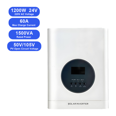 Inversor Solar Híbrido 1.2KW 1200W 24V 110/220V Off Grid Inversor Solar Tudo-em-Um para RV, Camping e Sistemas Domésticos Pequenos