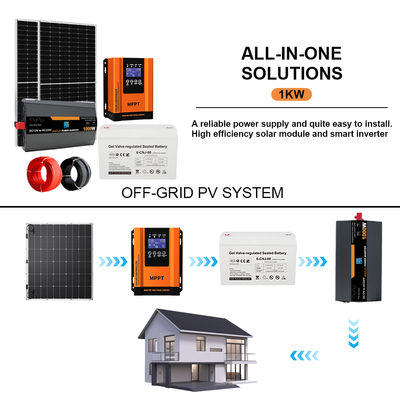 Bom preço. Kit de Energia Solar Off-Grid Completo de 1KW para Casas com Bateria GEL de Longa Duração on-line
