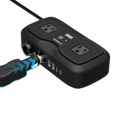 Bom preço. Inversor de energia para carro GaN de 200W de alta eficiência (90,5%) | 12V para 110V AC e carregador rápido PD com porta USB-A on-line
